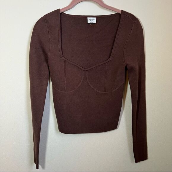 Abercrombie & Fitch Sweaters - ✨ Abercrombie & Fitch Chocolate Brown Corset Slim Sweater Small